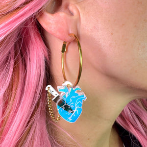 Last Chance! Chopped Heart Hoops - Dreamy Iridescent