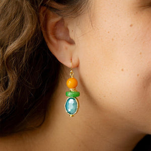 Apricot Colorful Golden Drop Earrings