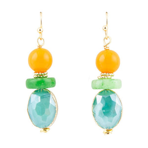 Apricot Colorful Golden Drop Earrings