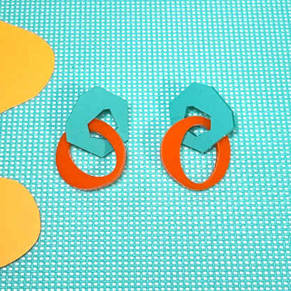 Mini Aqua and Orange Link Earrings