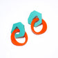 Mini Aqua and Orange Link Earrings
