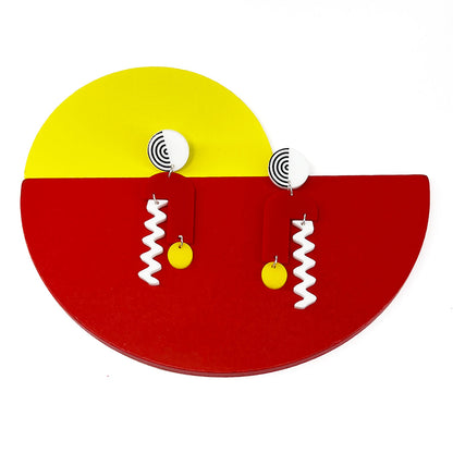 Arch Mobile Earrings in Red with Stripes