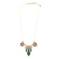 Art Deco Colorful Inlaid Golden Statement Necklace