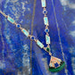 Art Deco Colorful Inlay Golden Necklace