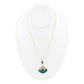 Art Deco Colorful Inlay Golden Pendant Necklace