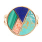 Art Deco Colorful Inlay Golden Ring