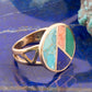 Art Deco Colorful Inlay Golden Ring