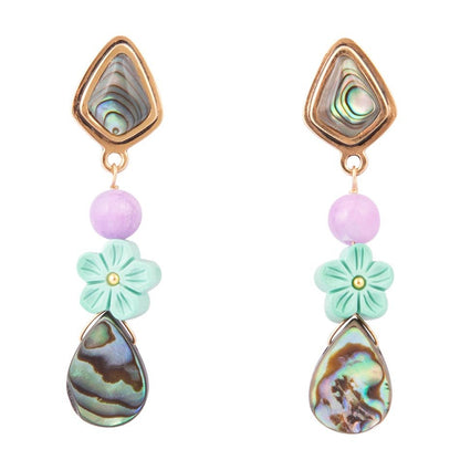 Aruba Blue Abalone Post Golden Drop Earrings