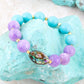 Aruba Blue and Purple Jade Chunky Stretch Bracelet