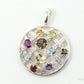 Vintage Multi Gemstone Sterling Silver Necklace Pendant