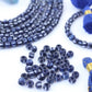 Indigo Striped Rondelle: Blue & White Bone Beads, 6x5mm, 40 pcs
