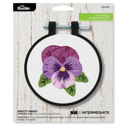Bucilla Stamped Embroidery Kit Pretty Pansy Kit