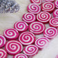 Pink Spiral Coin Bone Beads, 19x4mm, Kids Craft, Jewelry Making Supplies, 12 pcs