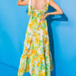VACATION VIEWS FLORAL WOVEN MIDI DRESS