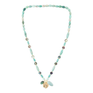 Baja Amazonite and Abalone Long Necklace