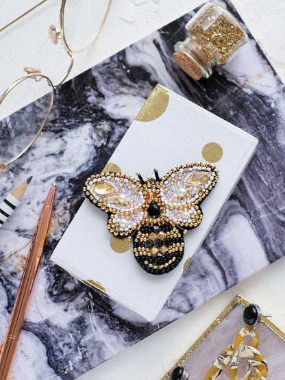 Golden Bee Bead Embroidery Decoration Kit by Abris Art AD-066