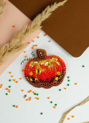 Golden Pumpkin Bead Embroidery Decoration Kit by Abris Art AD-234