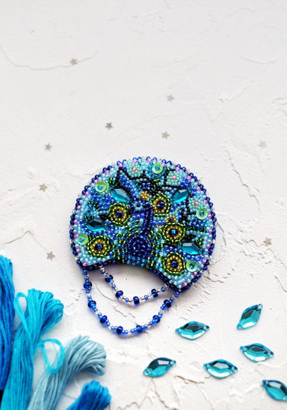 Peacock Bead Embroidery Decoration Kit by Abris Art AD-006