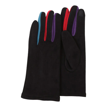 Black & Multicolor Womens Touch Screen Gloves - One Size Fits All