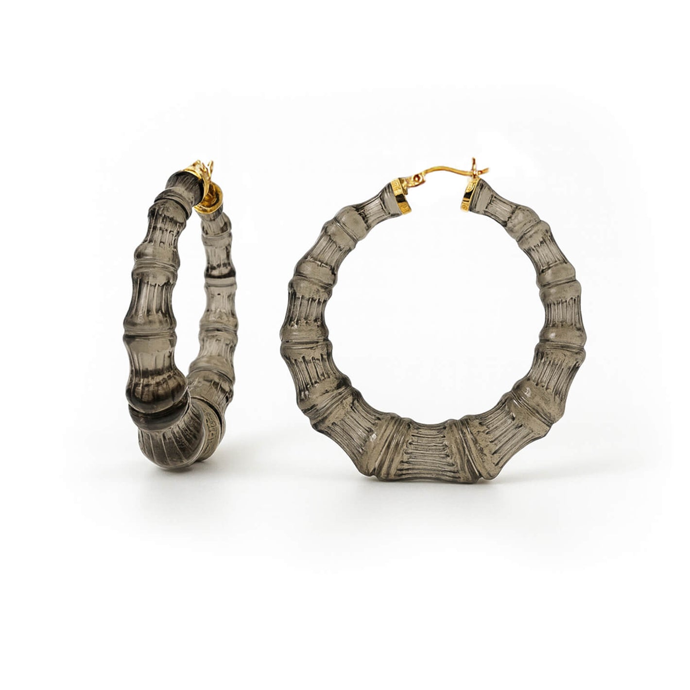 Blackberry Lucite Bamboo Hoop Earrings