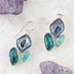 Blue Abalone Fire Sterling Silver Cluster Earrings