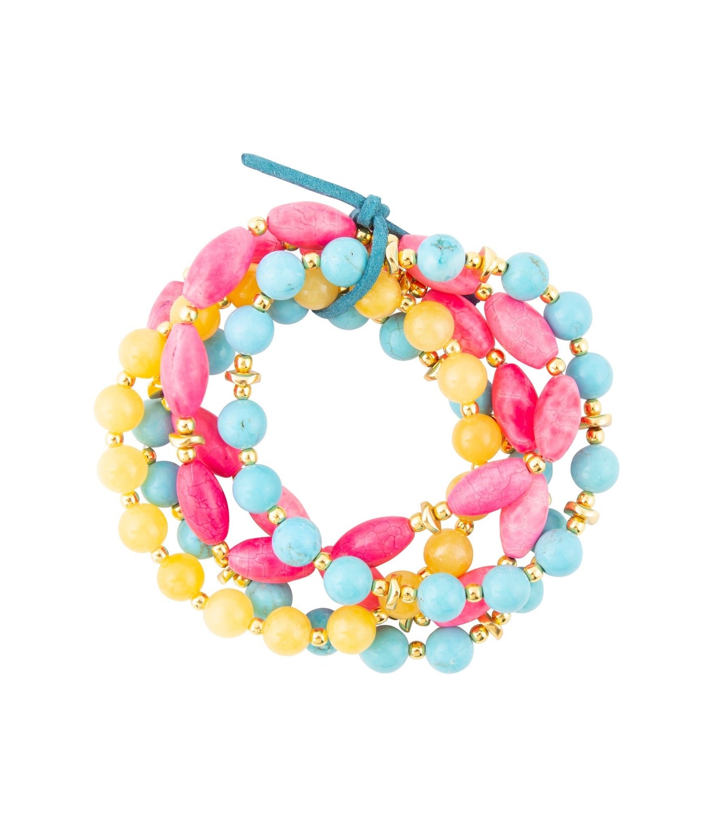 St. Augustine Pink Agate & Turquoise Stack Bracelet