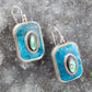 Blue Apatite and Abalone Stacked Sterling Silver Earrings