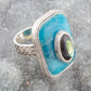 Blue Apatite and Abalone Stacked Sterling Silver Ring