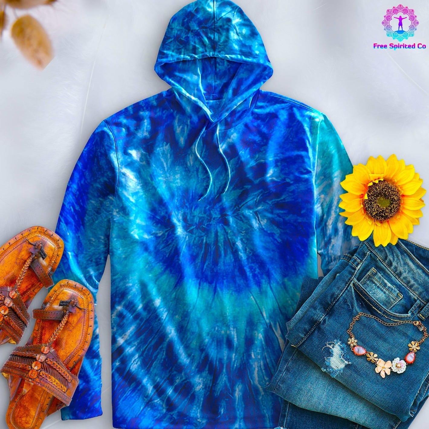 Blue Jerry Hand-Dyed Long Sleeve Hoodie