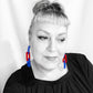 Blue and Red Large Link Earrings