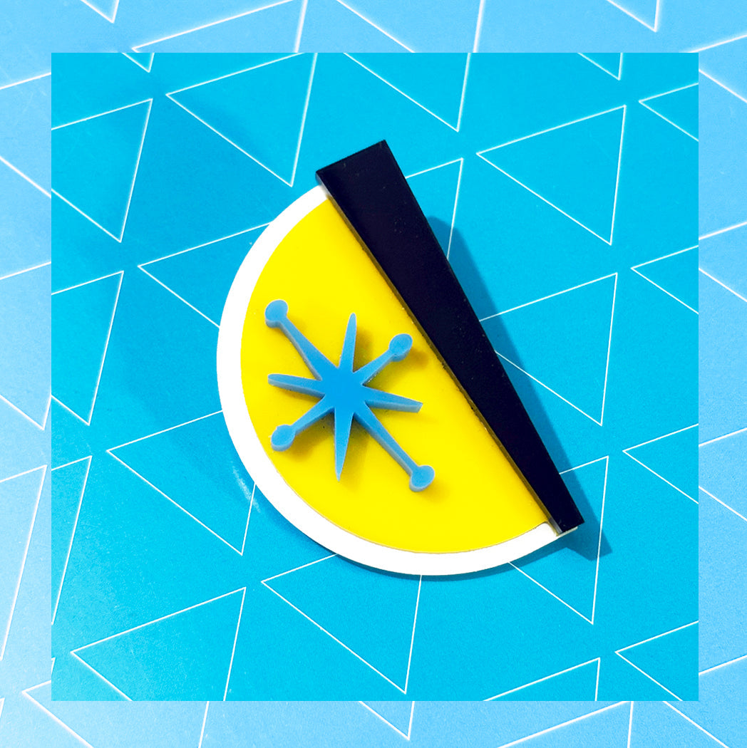 Mid Century Blue Starburst Brooch