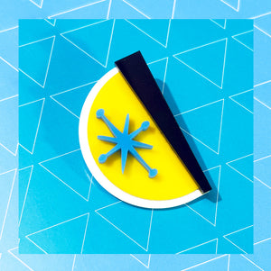 Mid Century Blue Starburst Brooch