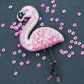 BP-216C Beadwork kit for creating brooch Crystal Art "Flamingo"
