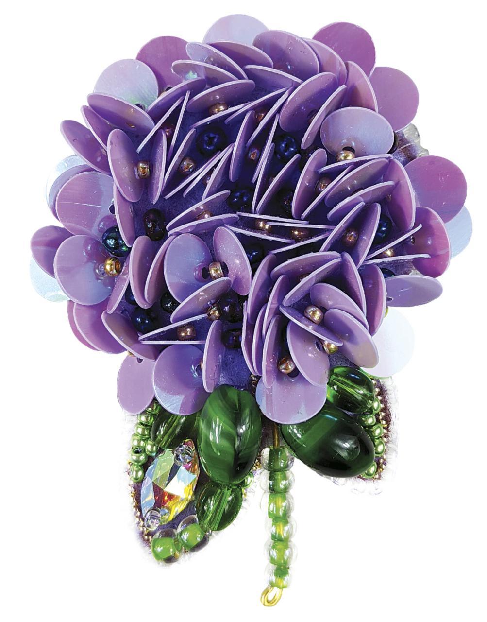 BP-272C Beadwork kit for creating brooch Crystal Art "Hydrangea"