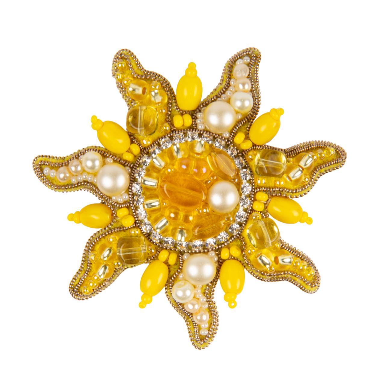 BP-339C Beadwork kit for creating brooch Crystal Art "The sun"