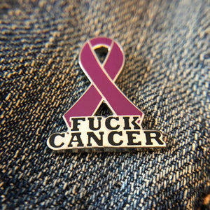 Burgundy Fuck Cancer Awareness Ribbon Pin