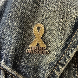 Gold Fuck Cancer Awareness Ribbon Enamel Pin
