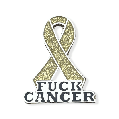Gold Fuck Cancer Awareness Ribbon Enamel Pin