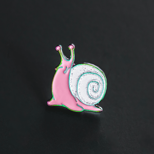 Pink and White Rainbow Snail Enamel Pin - 0.75 INCH