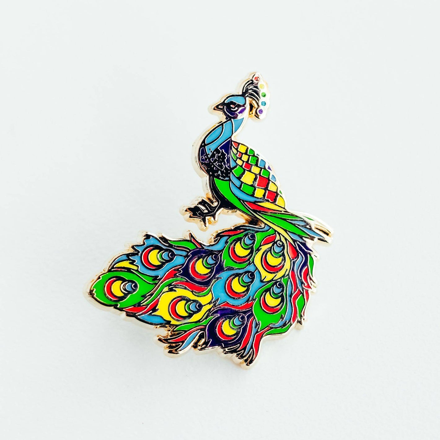 Rainbow Peacock Enamel Pin