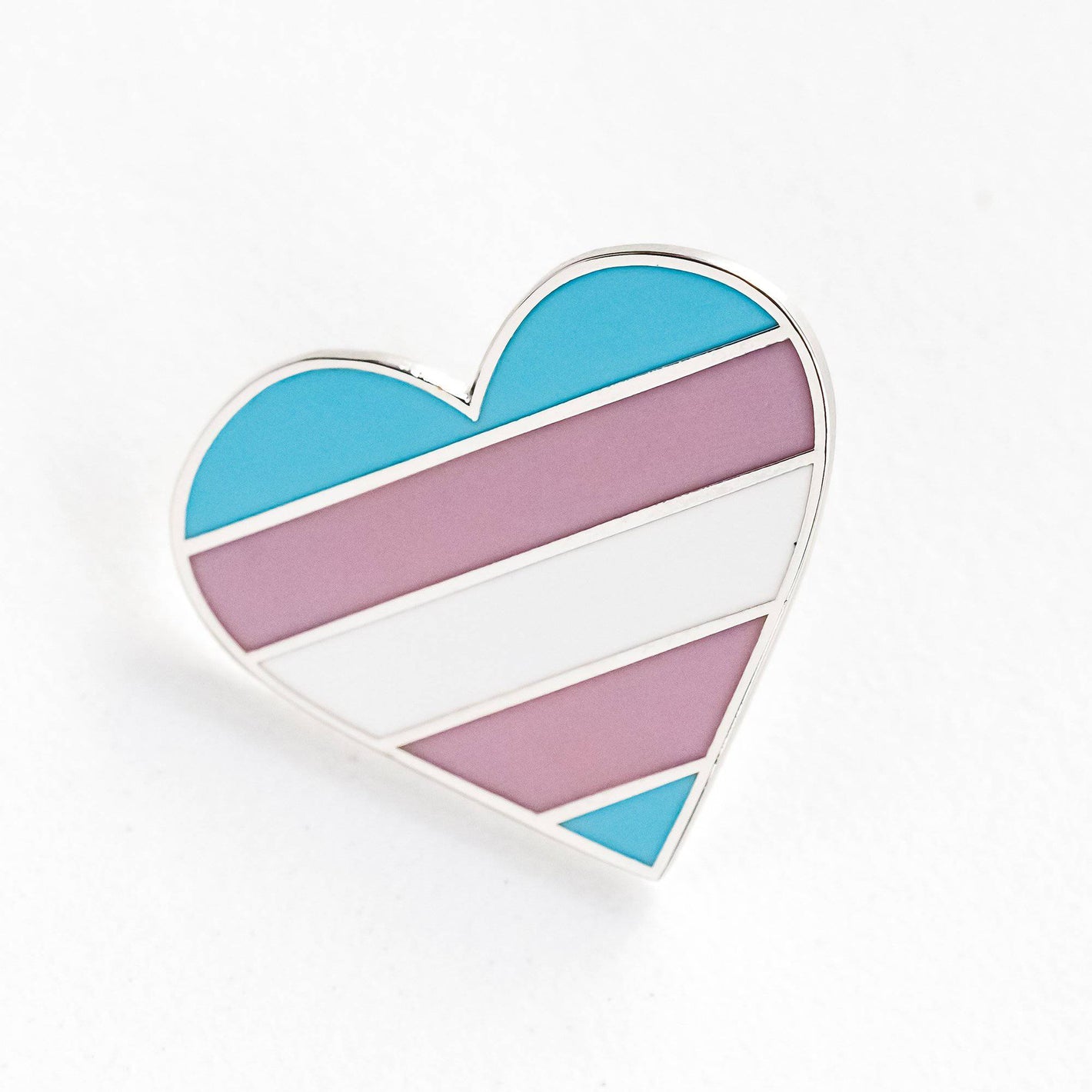 Transgender Pride Flag Heart Shaped Enamel Pin