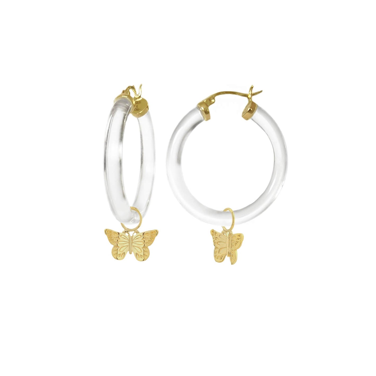 Butterfly Charm Lucite Hoop Earrings