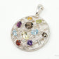 Vintage Multi Gemstone Sterling Silver Necklace Pendant