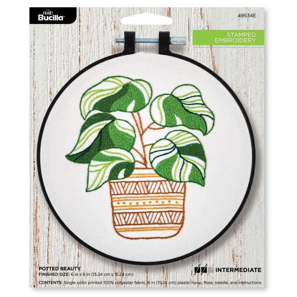 Stamped Embroidery 6in Potted Beauty Kit