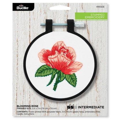 Stamped Embroidery Kit 3in Blooming Rose Kit