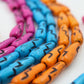 Lightning Bolt: Pink, Blue or Orange & Black Bone Beads, 7x24mm