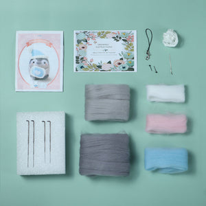 Sleepy Penguin Needle Felting Kit. Wizardi DIY Wool Craft Kit F07N8-W115