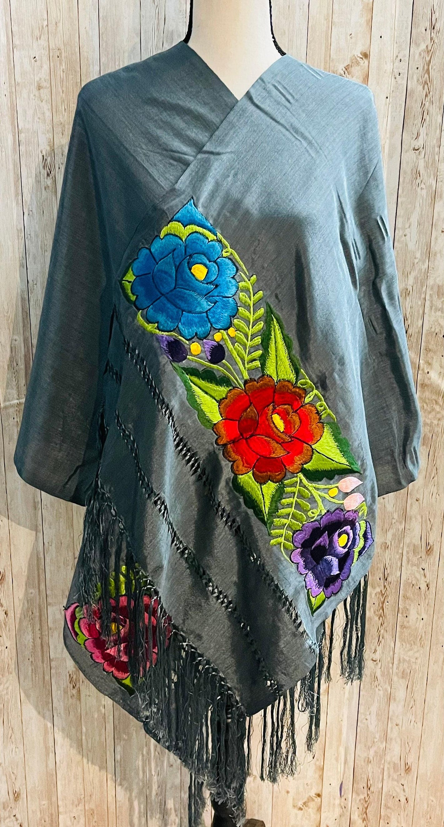 Embroidered Silk Handmade Mexican Shawls Rebosos Bordados en Ceda