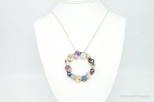 Rare Tracey Mayer Multi Gem Modernist Style Sterling Silver Necklace