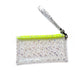 Clear Glitter Stars Wristlet Pouch | neon yellow zipper